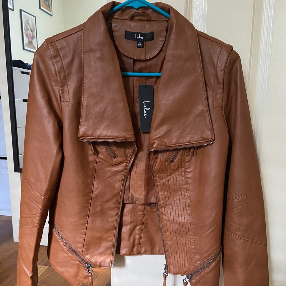 Lulus Camel Vegan Leather Jacket